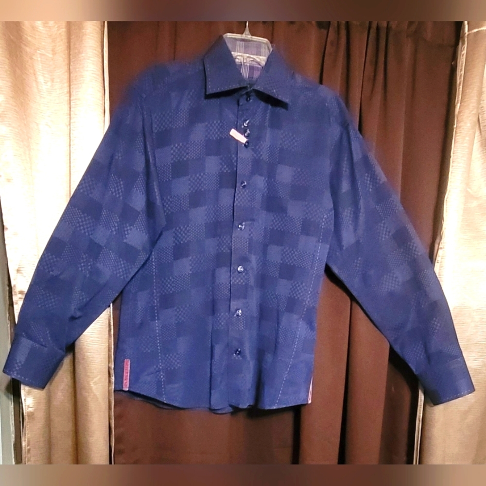 Bertigo Elegant Purple Checkered Dress Shirt